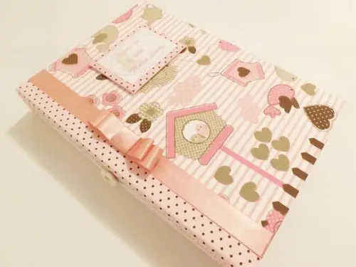 Livro/Diário do bebê rosa para menina