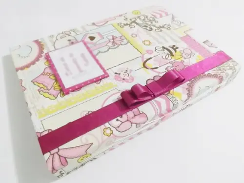 Livro/Diário do bebê rosa ursinho