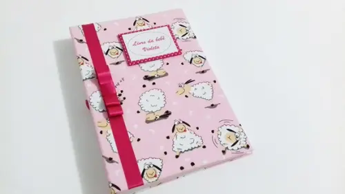 Livro/Diário do Bebê Carneirinho Rosa