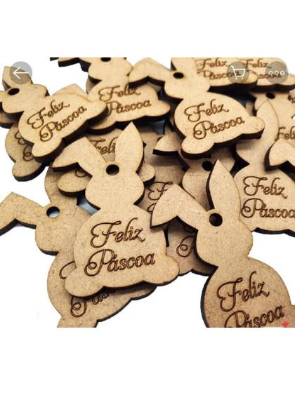 50 Aplique Feliz Páscoa Pingente Coelho Enfeite mdf Cru 5cm
