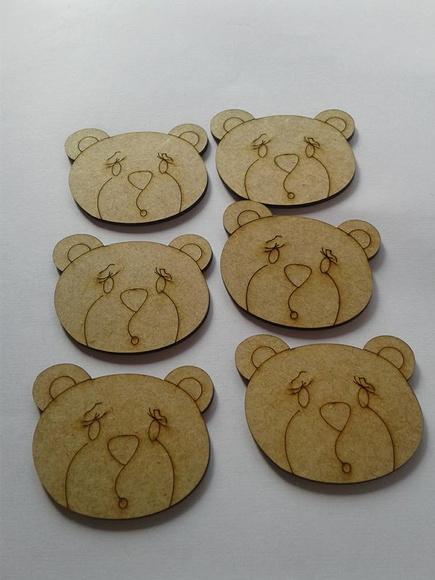 APLIQUE CABEÇA URSO MDF 7cm.