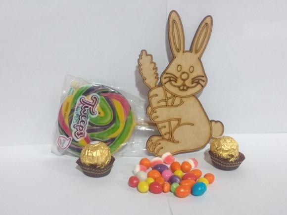 Aplique Coelho da Páscoa em mdf 17cm