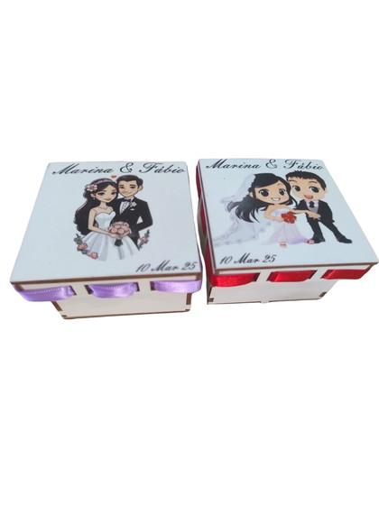Caixa mdf 8x8cm Noivinhos Coloridos
