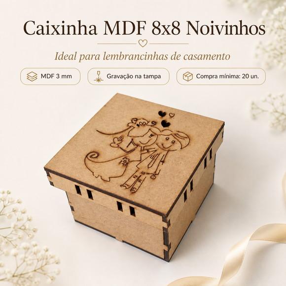 Caixinha mdf 8x8 Noivinhos com Passa-fita para Lembrancinha
