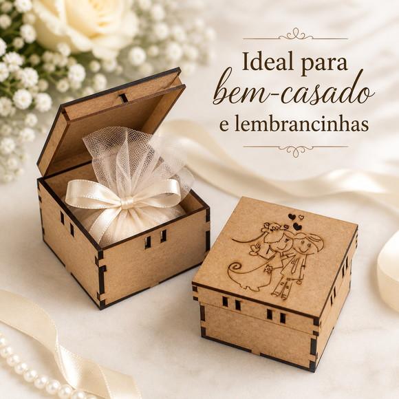 Caixinha mdf 8x8 Noivinhos com Passa-fita para Lembrancinha