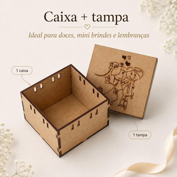 Caixinha mdf 8x8 Noivinhos com Passa-fita para Lembrancinha