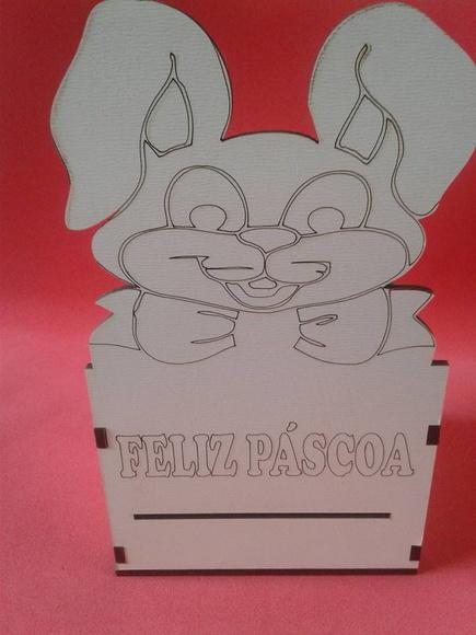 Caixote coelho Páscoa 10cm.(BRANCO)