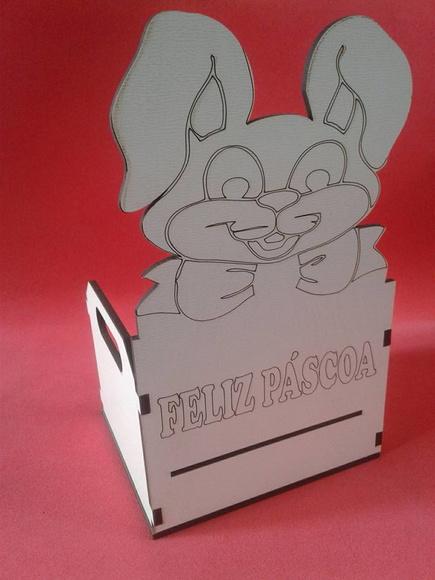 Caixote coelho Páscoa 10cm.(BRANCO)