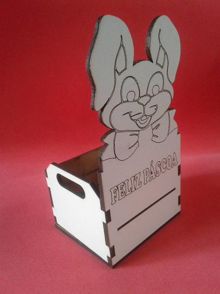 Caixote coelho Páscoa 10cm.(BRANCO)