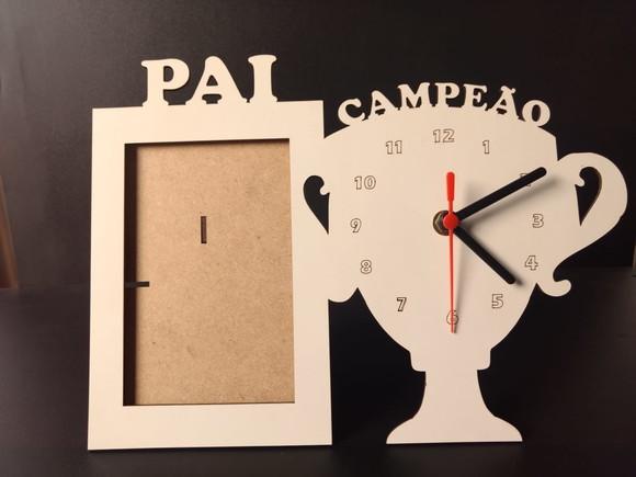 Porta Retrato Pai Campeão Dia dos Pais Lembrancinha Relogio