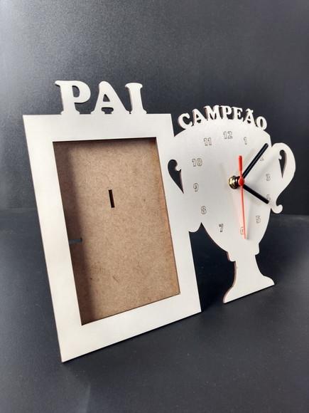 Porta Retrato Pai Campeão Dia dos Pais Lembrancinha Relogio