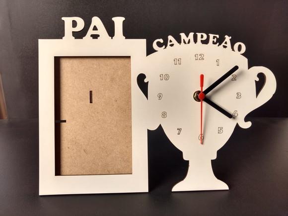 Porta Retrato Pai Campeão Dia dos Pais Lembrancinha Relogio
