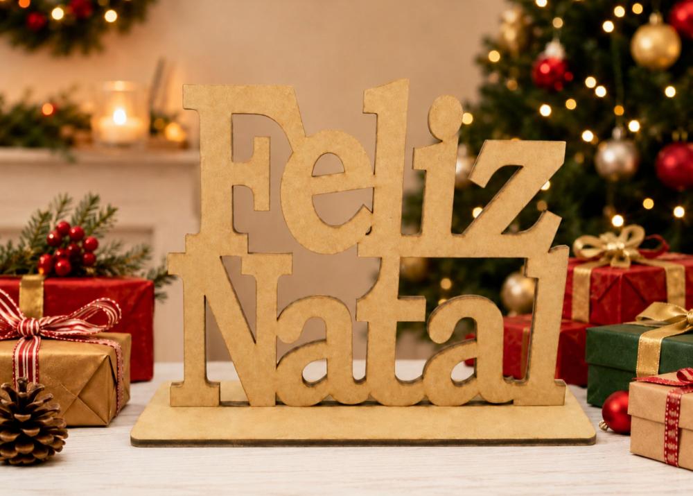 PLACA FELIZ NATAL 15CM