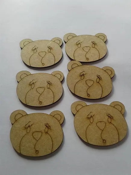 APLIQUE CABEÇA URSO MDF 7cm.