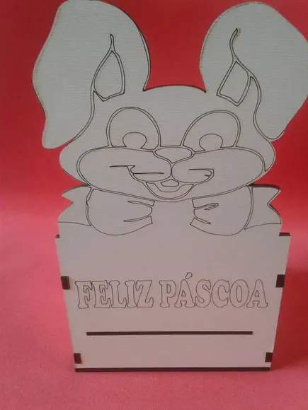 Caixote coelho Páscoa 10cm.(BRANCO)