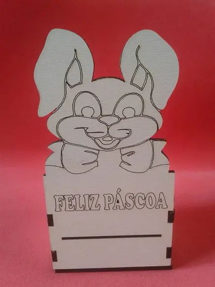 Caixote coelho Páscoa 10cm.(BRANCO)