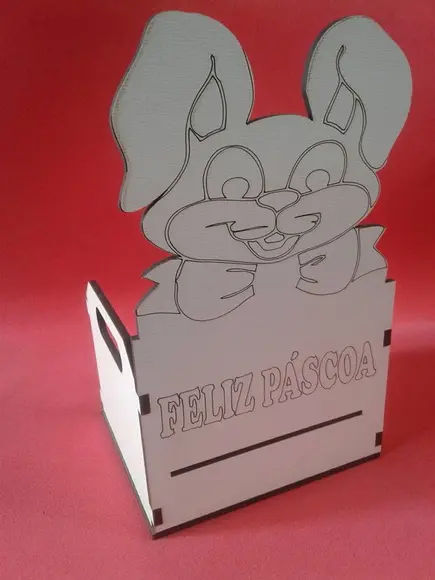 Caixote coelho Páscoa 10cm.(BRANCO)