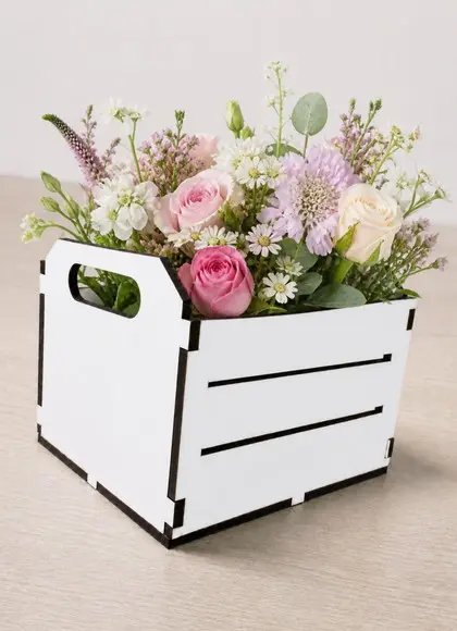 Caixote de Feira 10cm Branco Gravação Gratis!