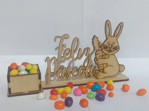 Feliz Páscoa com Caixinha mdf