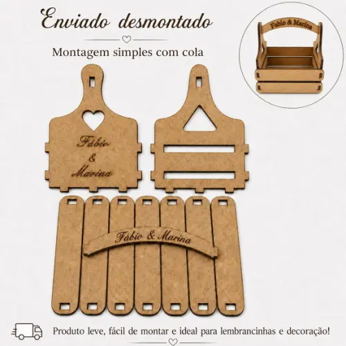 Mini Caixote mdf com Alça para Lembrancinha Festa Decoração