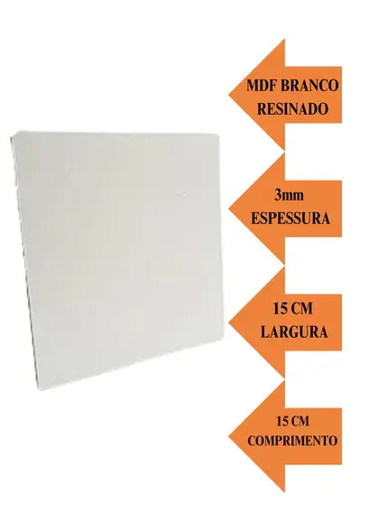 Placa Quadros Chapa mdf Branco 3mm 15x15 Sublimação.