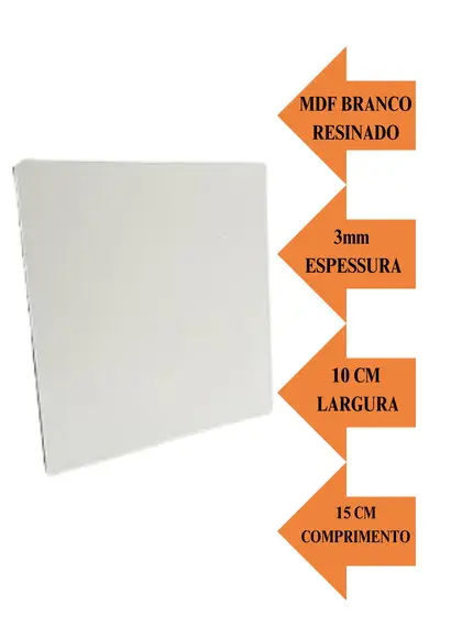 Placa Quadros Chapa mdf Branco 3mm 10x15 Sublimação.