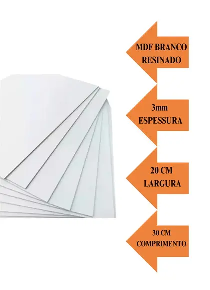 Placa Quadros Chapa mdf Branco 3mm 20x30 Sublimação
