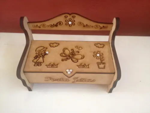 Porta Jóia Banquinho mdf Cru C/divisória