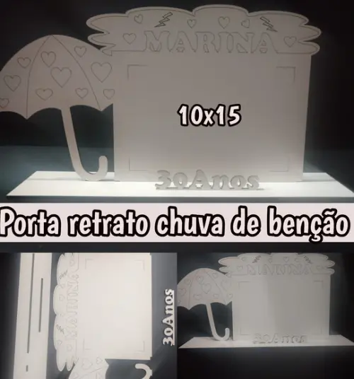 Porta retrato nuvem chuva benção amor coração lembrancinha