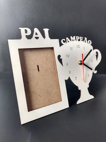Porta Retrato Pai Campeão Dia dos Pais Lembrancinha Relogio