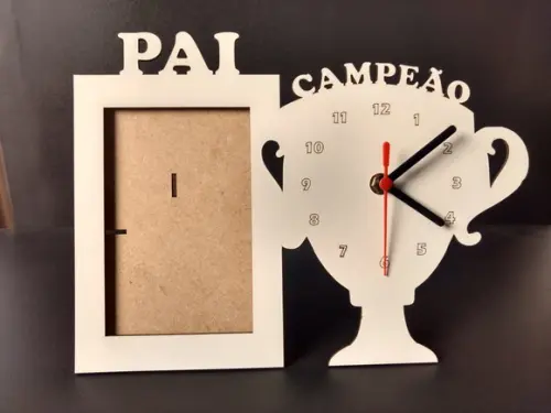 Porta Retrato Pai Campeão Dia dos Pais Lembrancinha Relogio