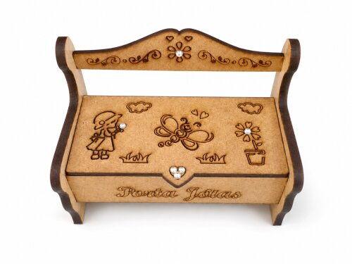 Porta Jóia Banquinho mdf Cru C/divisória