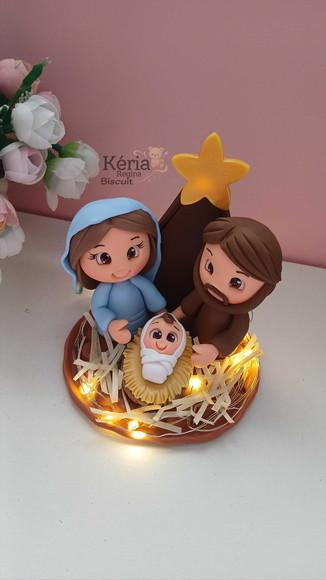 Mini Presépio Iluminado em Biscuit