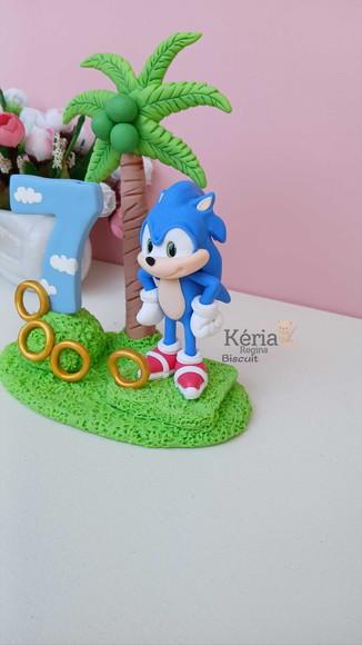 Topo de Bolo Sonic em Biscuit
