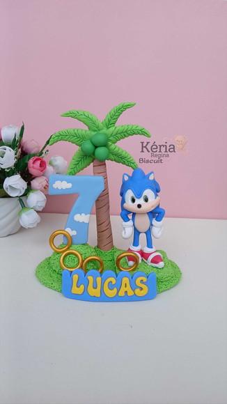 Topo de Bolo Sonic em Biscuit