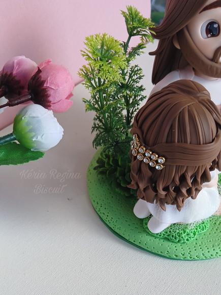Topo Personalizado, Menina com Jesus, em Biscuit