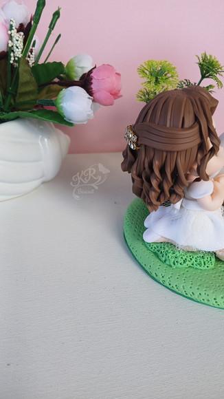 Topo Personalizado, Menina com Jesus, em Biscuit