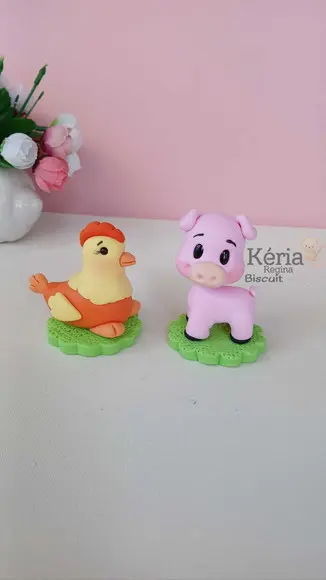 Apliques Fazendinha em Biscuit