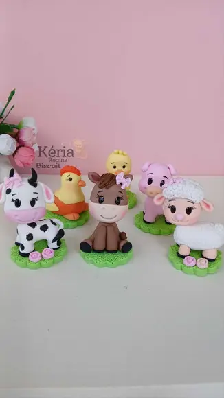 Apliques Fazendinha em Biscuit