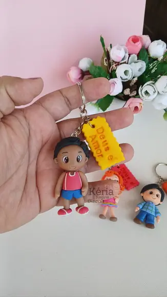 Chaveiros 3 Palavrinhas em Biscuit