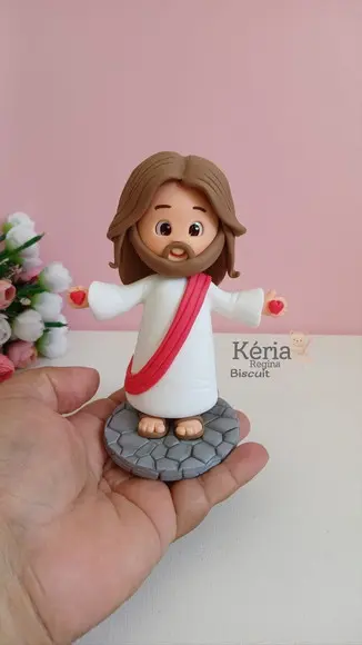 Jesus de Biscuit, para Topo de Bolo, Decoração, Lembrancinha