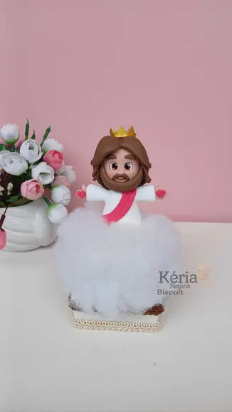 Jesus nas Nuvens Iluminada em Biscuit