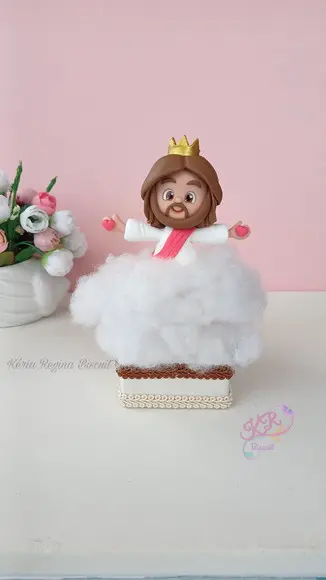 Jesus nas Nuvens Iluminada em Biscuit