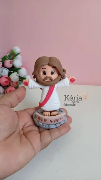 Lembrancinhas Jesus em Biscuit, Ele Vive