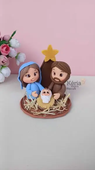 Mini Presépio Iluminado em Biscuit