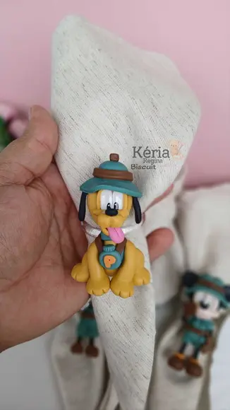 Porta Guardanapo Mickey Safari para Mesa Posta em Biscuit
