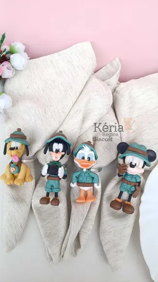 Porta Guardanapo Mickey Safari para Mesa Posta em Biscuit