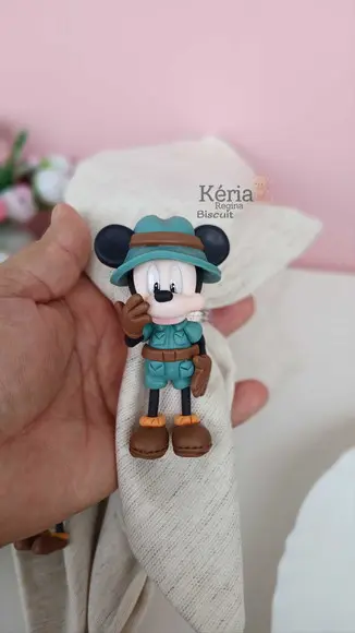 Porta Guardanapo Mickey Safari para Mesa Posta em Biscuit