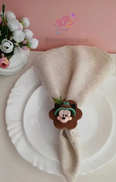 Porta Guardanapo Rostinho Mickey Safari em Biscuit
