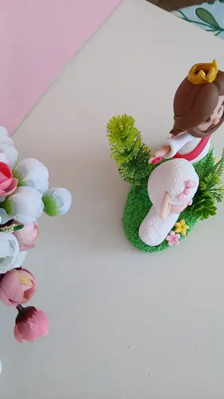 Topo de Bolo em Biscuit Jesus e a Ovelhinha
